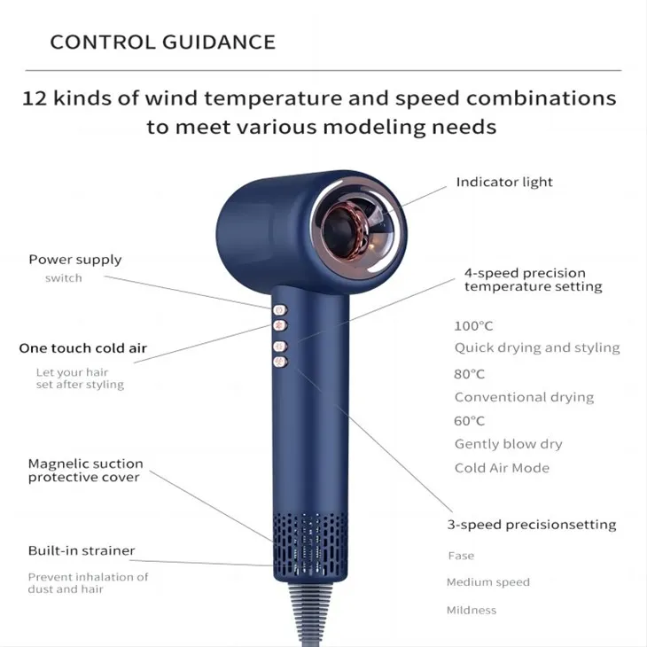 Plaukų džiovintuvas su skaitmeniniu temperatūros valdymu